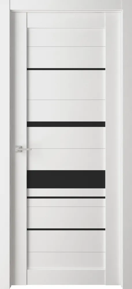 Фото Межкомнатная дверь Легенда Велюкс 4 Айс светлый Айс светлый Стекло Лакобель черное